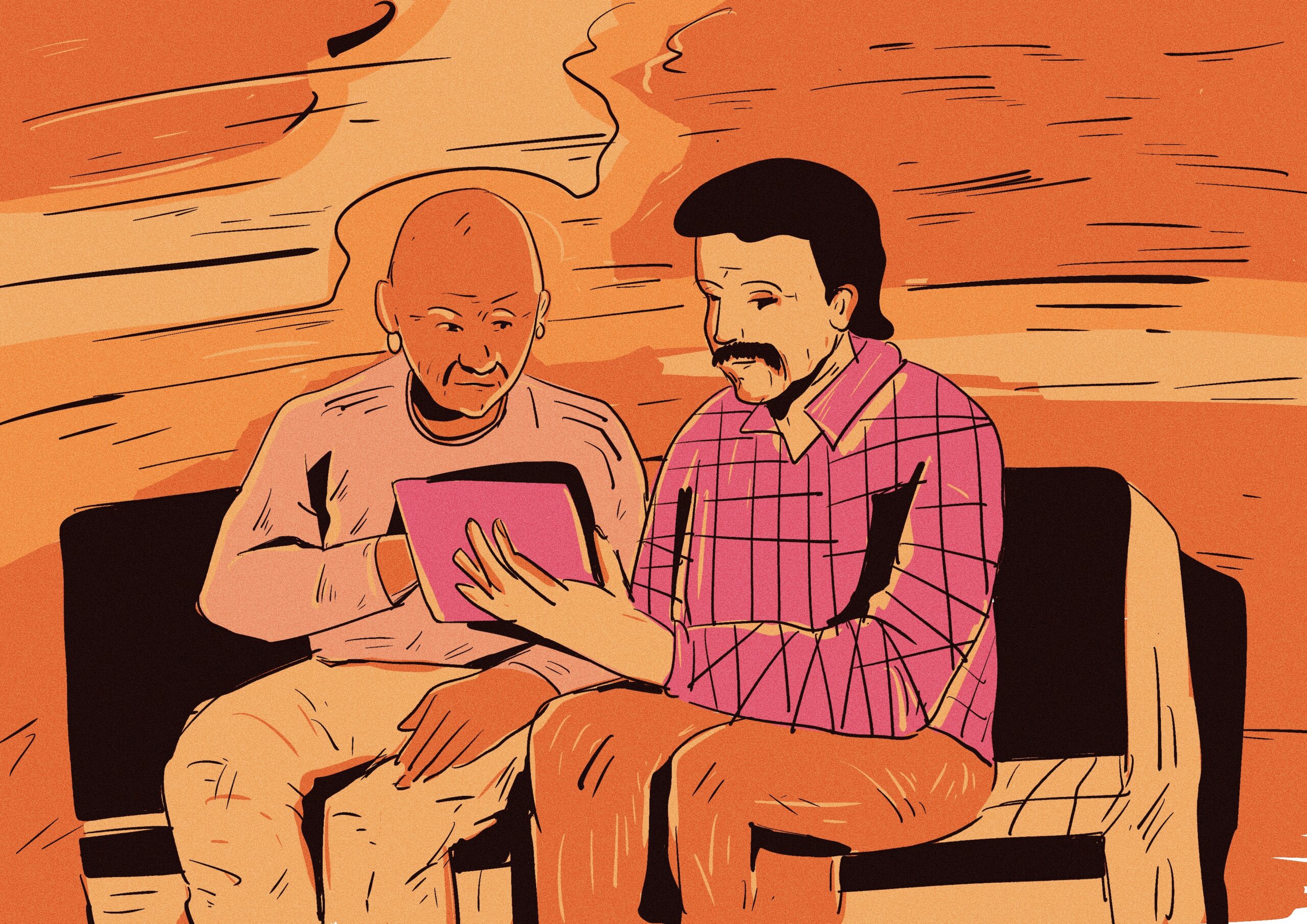 2 Personen die zusammen ein Buch lesen