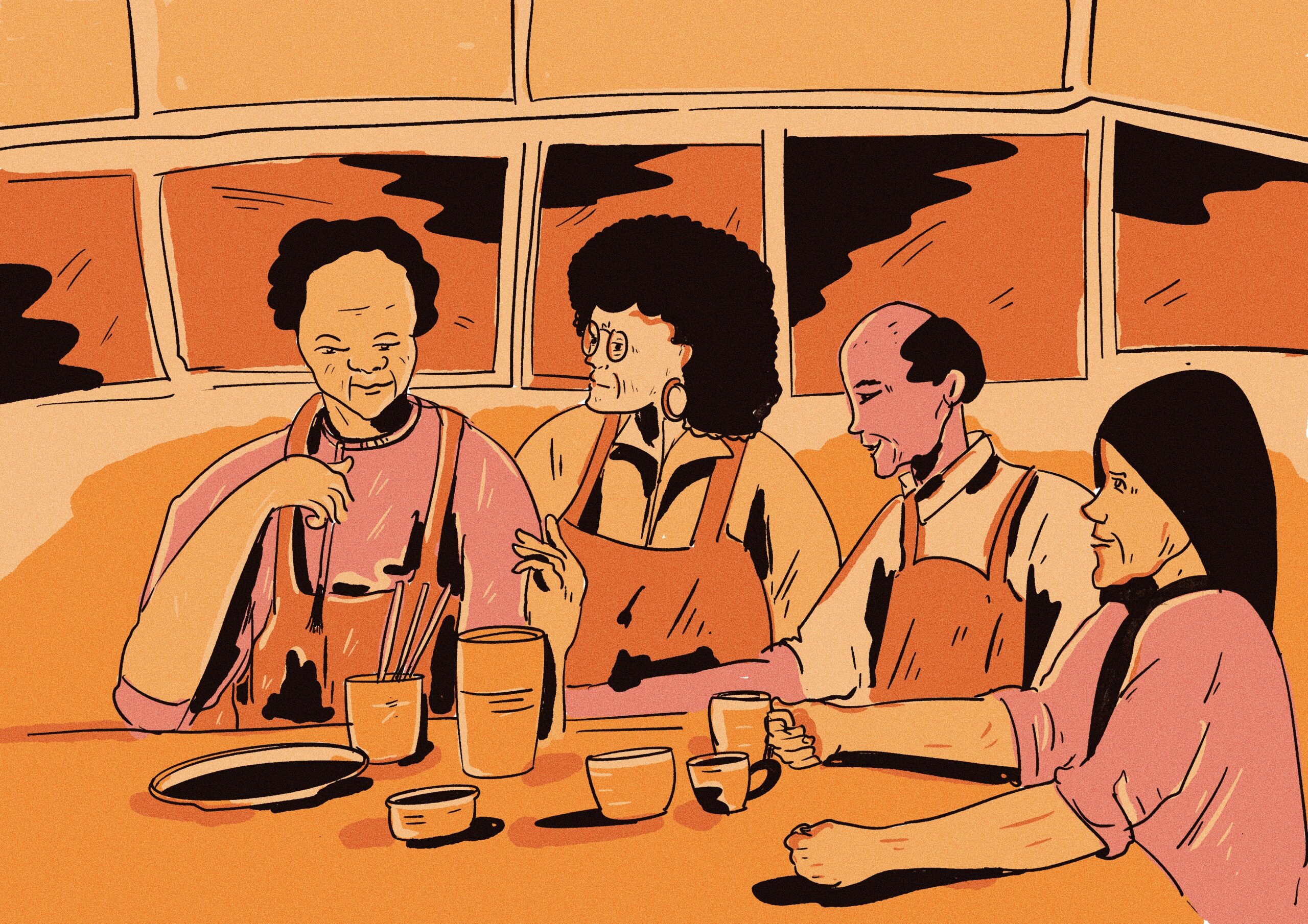 4 Personen die sich unterhalten, Veranstaltungen